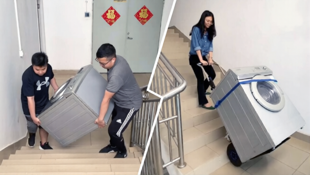 move washer and dryer upstairs